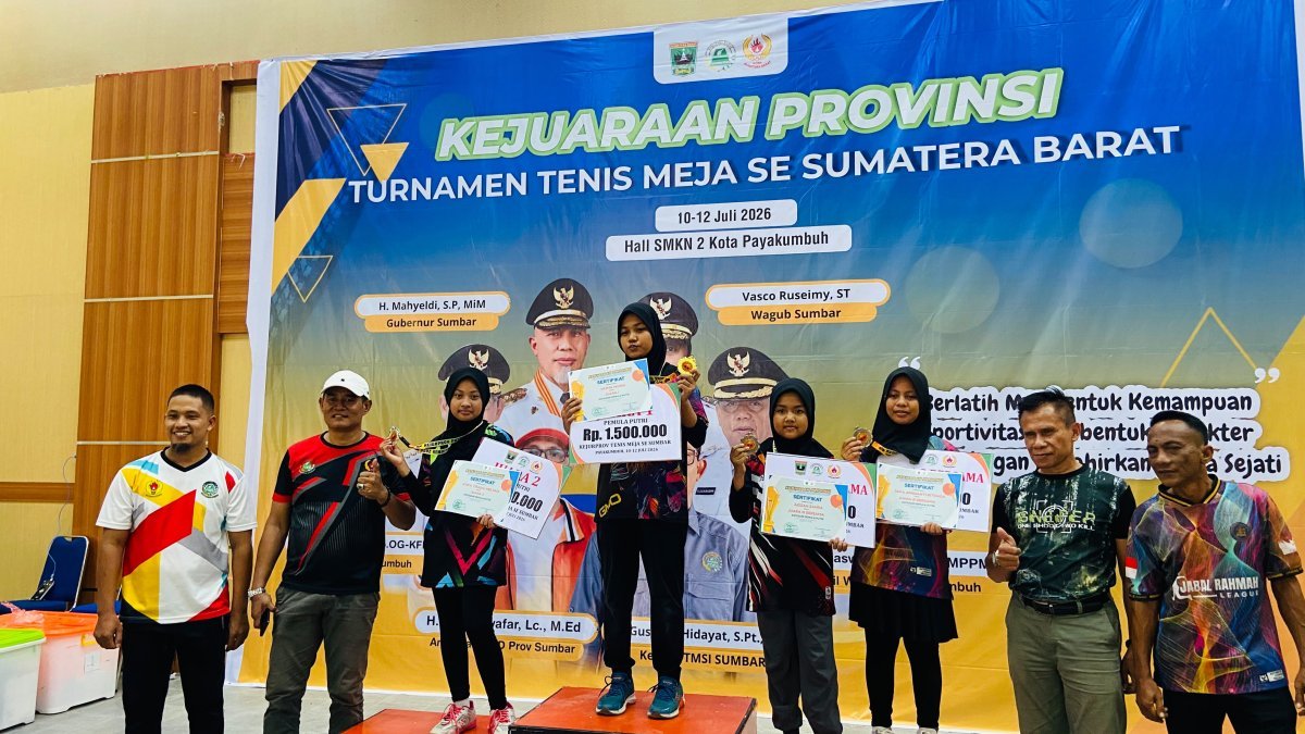 Pembinaan Berbuah Prestasi, Kejurprov Tenis Meja Sumbar 2026 Lahirkan Generasi Juara dari Kategori Pemula